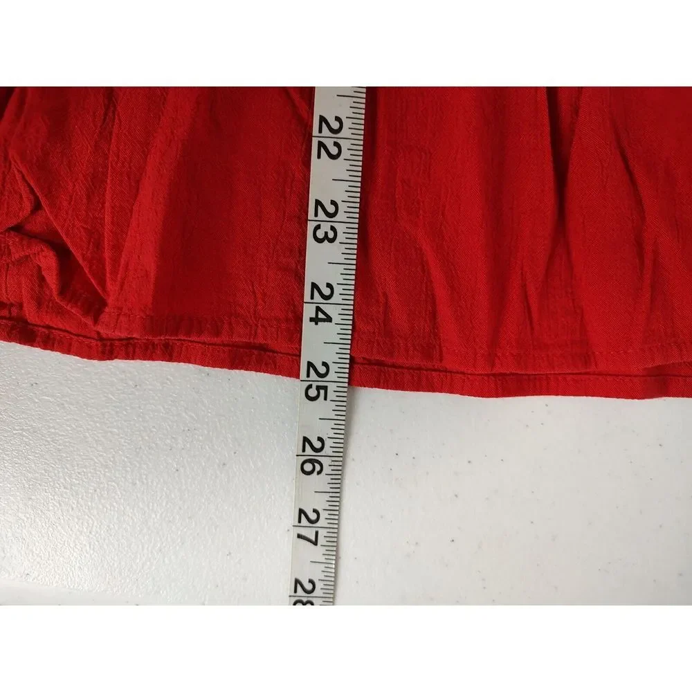 Old Navy Womens XXL Red Smocked Peplum Top Long Sleeve Square Neck Back Cutout - Picture 4 of 7